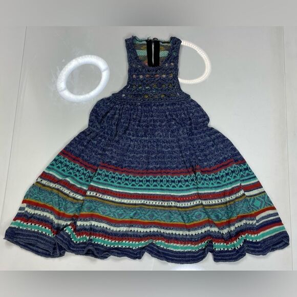 Free People Catching Hearts Tunic Dress Women XS Blue Multicolored - Picture 1 of 6